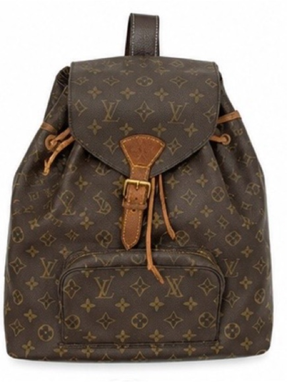Louis Vuitton Monogram Canvas Backpack with Tan Leather Trim